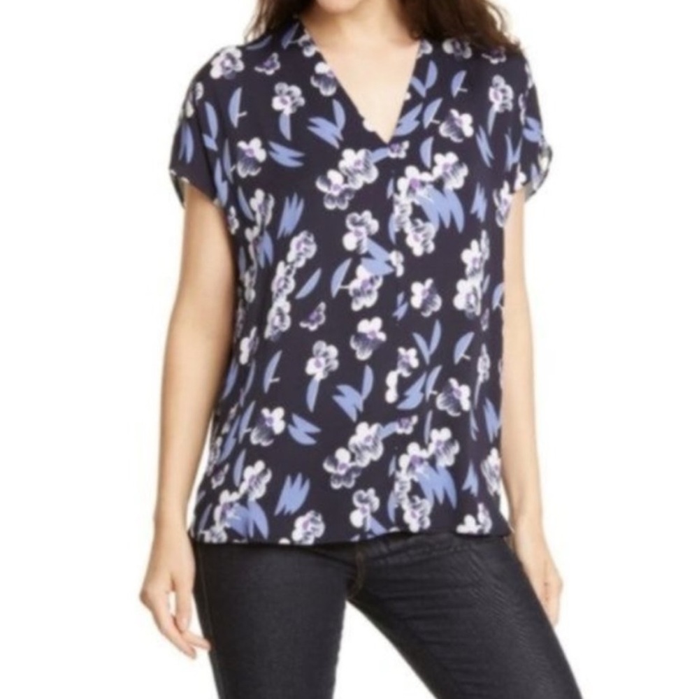 LEWIT Thali Navy Blue Floral Print Top NWT - Small - Picture 2 of 6